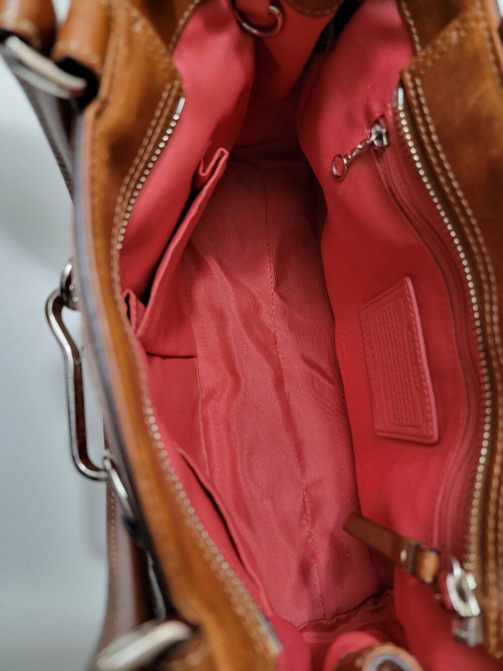 Coach Hampton Tweed Satchel Rose Herringbone Wool Leather Trim Bag Vintage F1121 - Picture 11 of 15